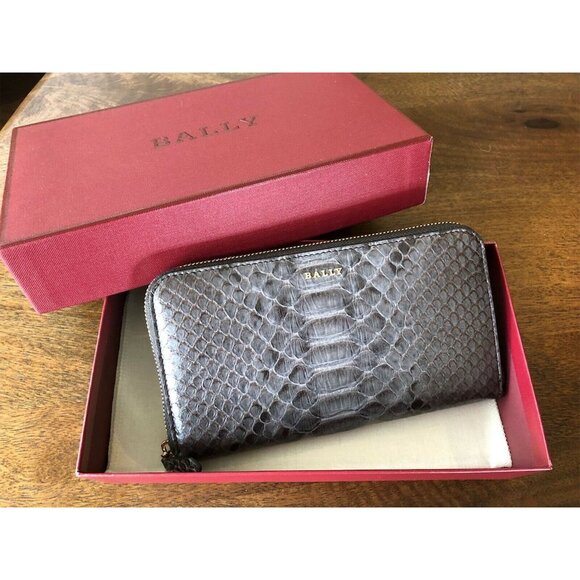 Bally Switzerland Morrisa Women's gray Python snakeskin zip-around wallet - Picture 1 of 12